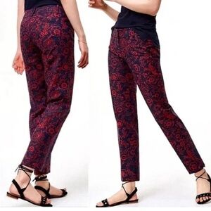 Ann Taylor Loft “Marisa” Rivieria Cropped Pant in Navy & Read Tropical